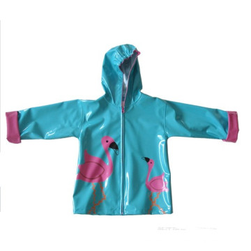 Baby Girls PU Rainwear Spring Flowers Raincoat Jacket